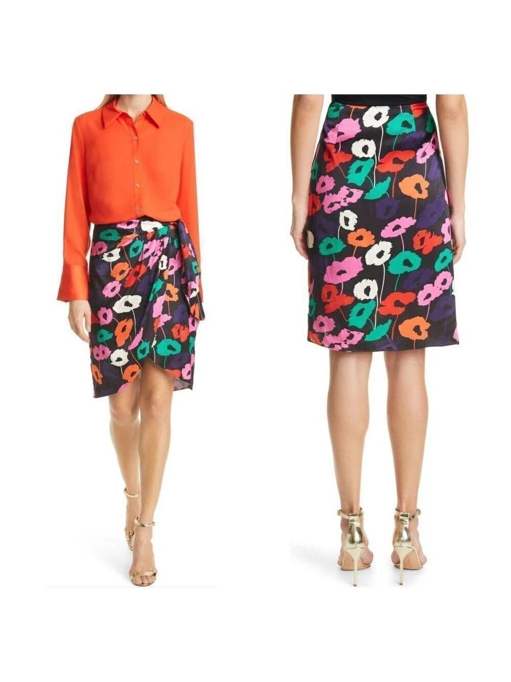 Milly Liza Wrap Poppy Print Skirt